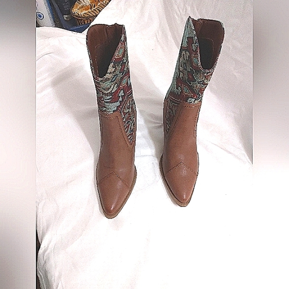 Wonderly Lawler Women's Slip-on Zip Cowgirl Mid-Calf Western Pointed Boots 7.5 M - Picture 6 of 7